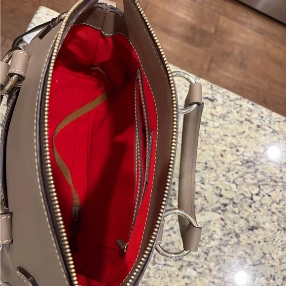 Dooney & Bourke Beige Leather Satchel - Picture 2 of 13